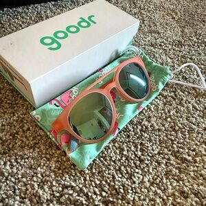 Goodr Women's Coral Round Sunglasses with Green Mirror Lenses